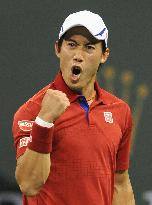 Nishikori survives test, advances to Indian Wells quarters