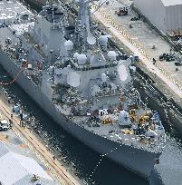 U.S. destroyer put in dock for examination