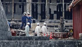 Aftermath of fire at Shuri Castle in Okinawa