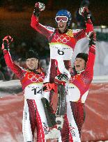 Austrians sweep podium in men's slalom