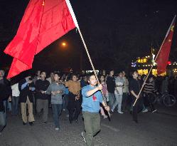 (1)Chinese students stage protest march