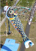 Giant carp streamer put up for Children's Day