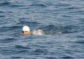 73-year-old man completes 30-km open water swim in northern Japan