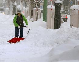 Snow shoveling in northeastern Japan