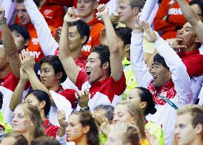 Olympics: Swimmers cheer from stands