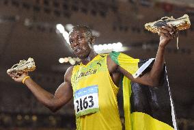 Usain Bolt of Jamaica wins men's 100m final in world record 9.69