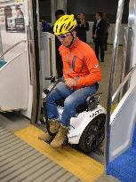 Segway wheelchair begins trail on train