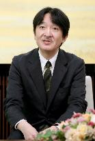 Prince Akishino turns 51, finds emperor's abdication message "good"