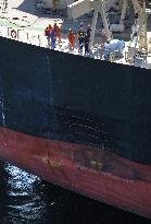 Damaged tanker examined