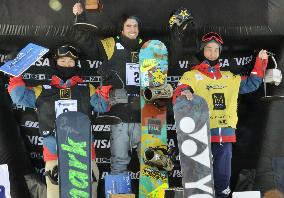 Podium finishers in World Cup halfpipe event