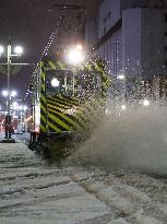 Tram snow plow in Hokkaido