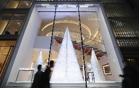 White Christmas trees in Tokyo's Ginza