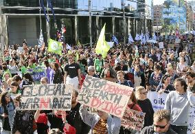 Young people participate in global climate strike