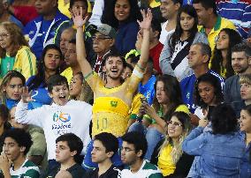 Brazilian soccer fan in outrageous fashion