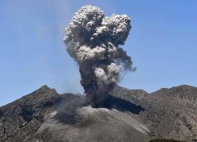 Volcanic eruption at Sakurajima in southwestern Japan