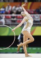 Japan rhythmic gymnast Minagawa performs with hoop