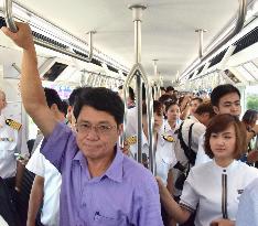 Thai officials test-ride Japan-made train