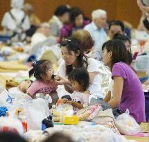 Evacuated people in Niigata Prefecture