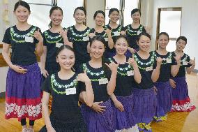 New hula dancers practice ahead of debuts in Fukushima