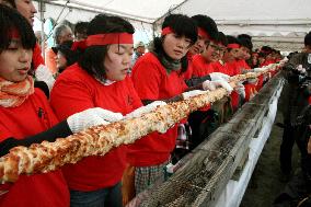 World's longest grilled chicken skewer completed