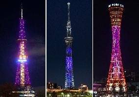 Landmarks lit up in purple to eliminate violence against women