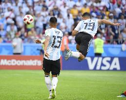 Football: Argentina's Aguero at World Cup