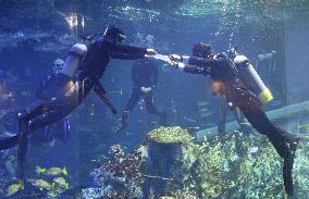 Welcome ceremony at Japanese aquarium