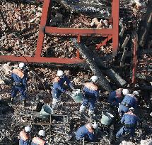 Aftermath of fire at Shuri Castle in Okinawa