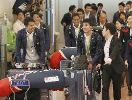 Japanese athletes return from Rio