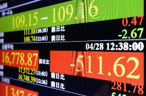 Tokyo stocks slide over 3% after BOJ stands pat