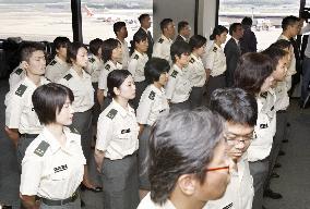 SDF personnel help with influenza checks at Narita airport