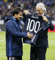 Soccer: Okazaki makes 100th appearance for Japan