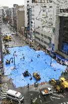 Fukuoka prepares to resume traffic after filling huge sinkhole