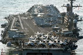 U.S. nuclear-powered aircraft carrier arrives in S. Korea for joint drills