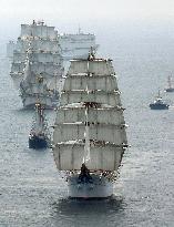 Sailing ships parade to mark 150th anniv. of Kobe port