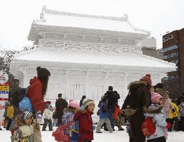 Korean palace at Japan snow festival