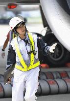 Female senior mechanic of JAL