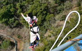 Woman bungee-jumps to celebrate coming-of-age