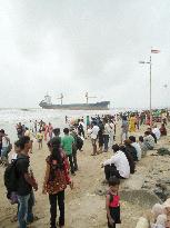 Stranded freighter in Mumbai