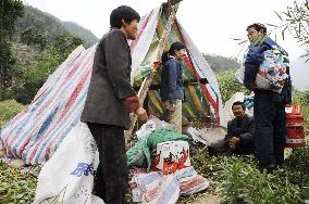 China earthquake -- taking shelter in a tent