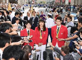 Rio medalists parade in Tokyo