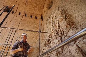 Reinforcement work at Bamiyan Cave