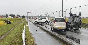 Car pileup in northeastern Japan