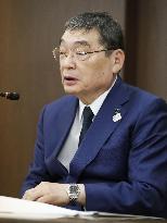 NHK chief attends last press conference