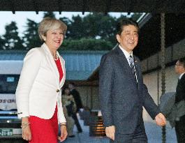 British PM May lands in Japan to talk N. Korea, trade with Abe