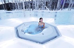 Outdoor bath at Hokkaido resort hotel