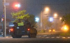 Combat vehicles run on public road