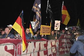 Protest against German Chancellor Merkel