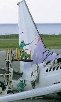 Stricken China Airlines jetliner logo painted over