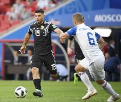 Football: Argentina's Aguero at World Cup